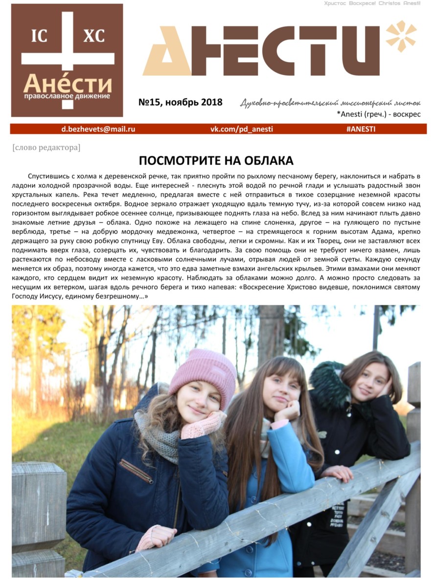 Листок Анести №15 / ноябрь 2018